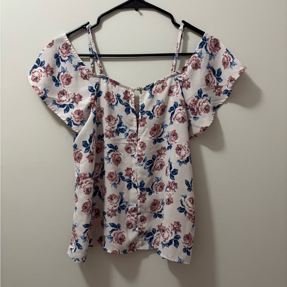 Paper Crane Pink and Blue Flutter Sleeve Blouse
